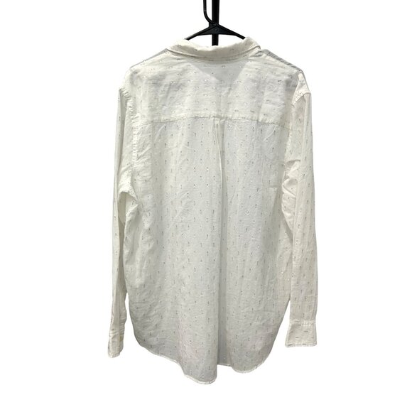 Gap Womens Boyfriend Fit Long Sleeve Shirt XL White Cotton Blend - Picture 2 of 8